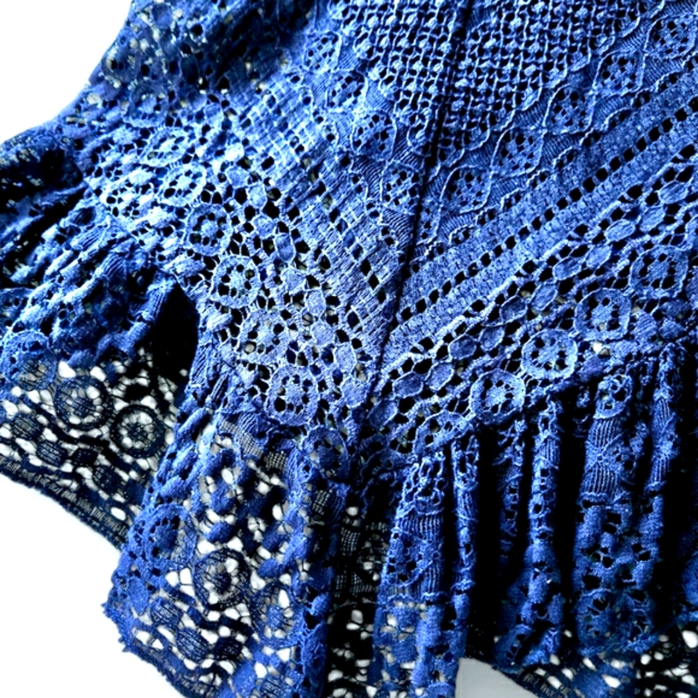 Lace Skirt Dark Moody Blue Witchy Hem Whimsygoth Fairygoth Dark Romance Party - Picture 3 of 10